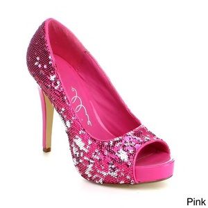 Ellie shoes open toe glitter pumps, Pink- Size 7