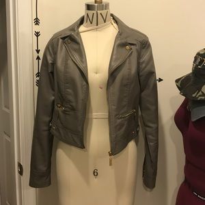 Faux Leather Cropped Jacket