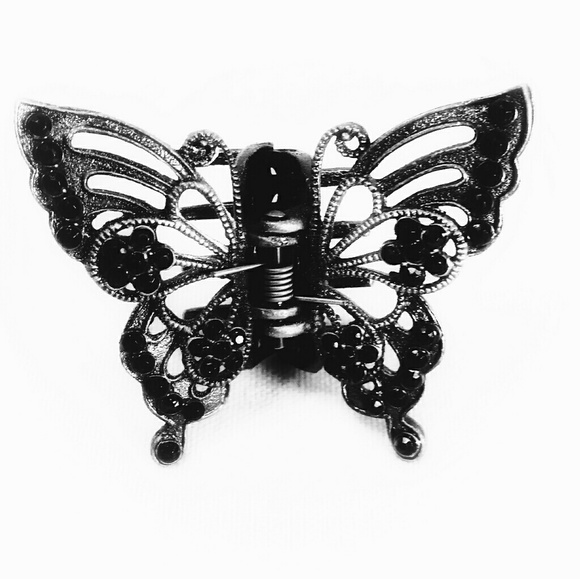 Accessories - Beautiful butterfly hair clip black & pewter