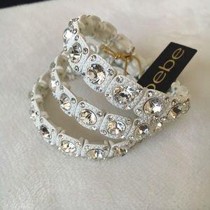 Bebe White Rhinestone Bracelets