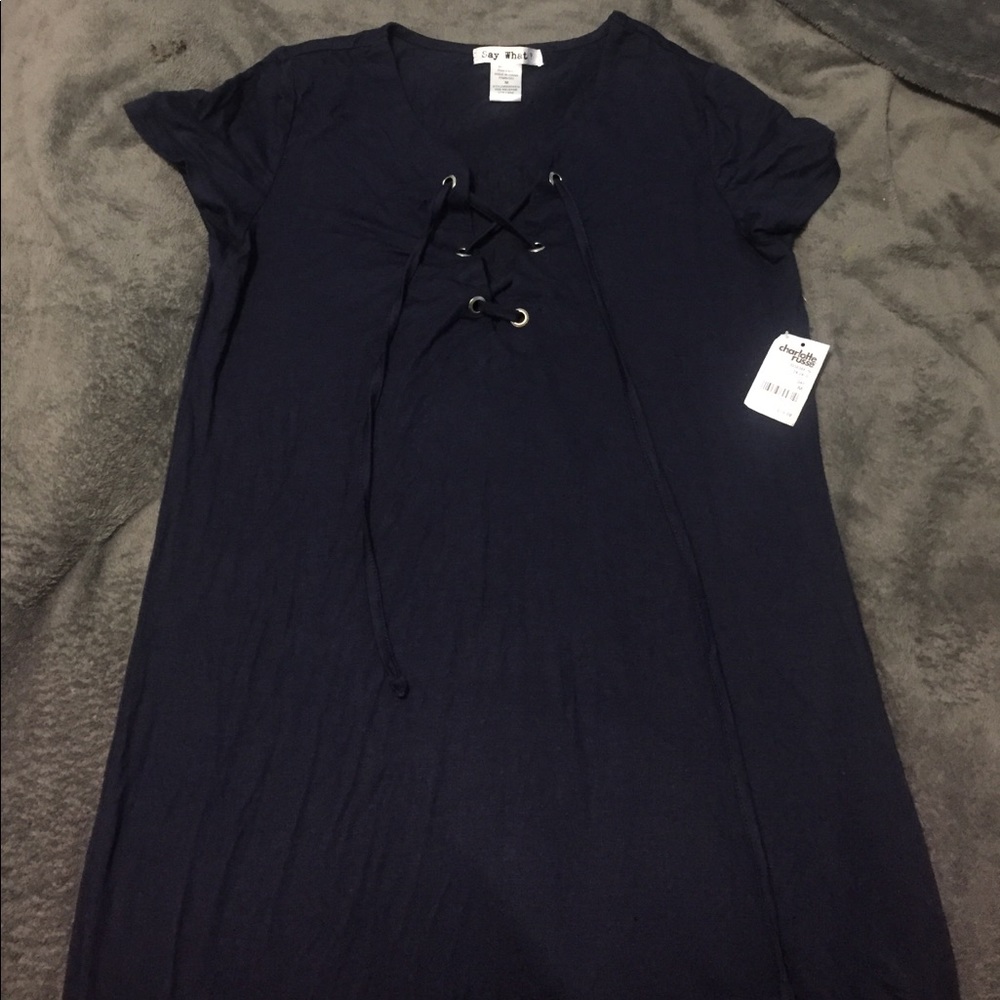 Lace up T Shirt Dress