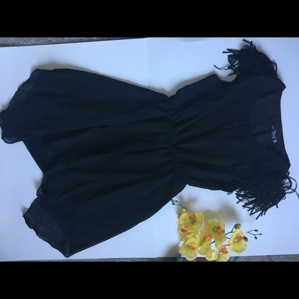 New Black dress w/ fringe shoulders