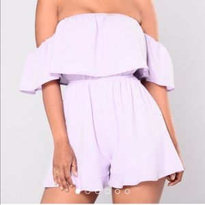 Lavender Off-Shoulder Romper - 1X (fashion nova)