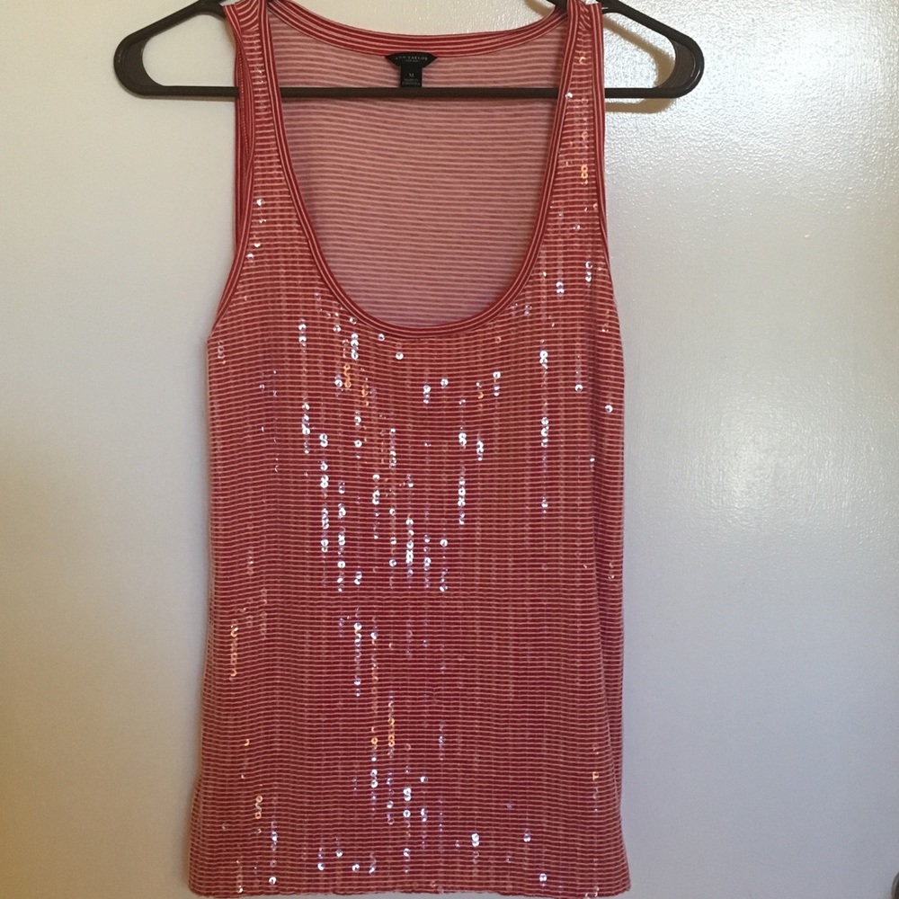 Stripey Sequined Ann Taylor Tank Top