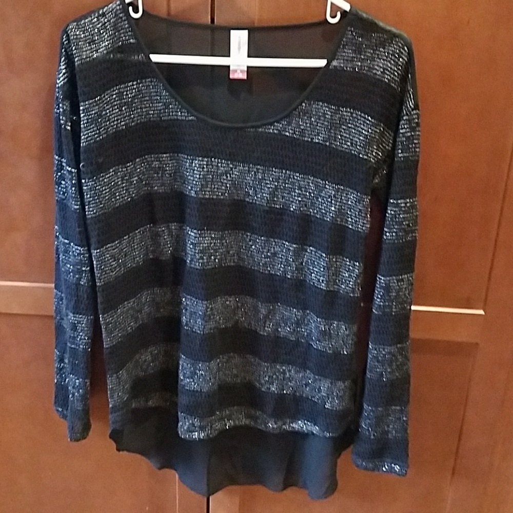 Black & Silver sheer mesh Top