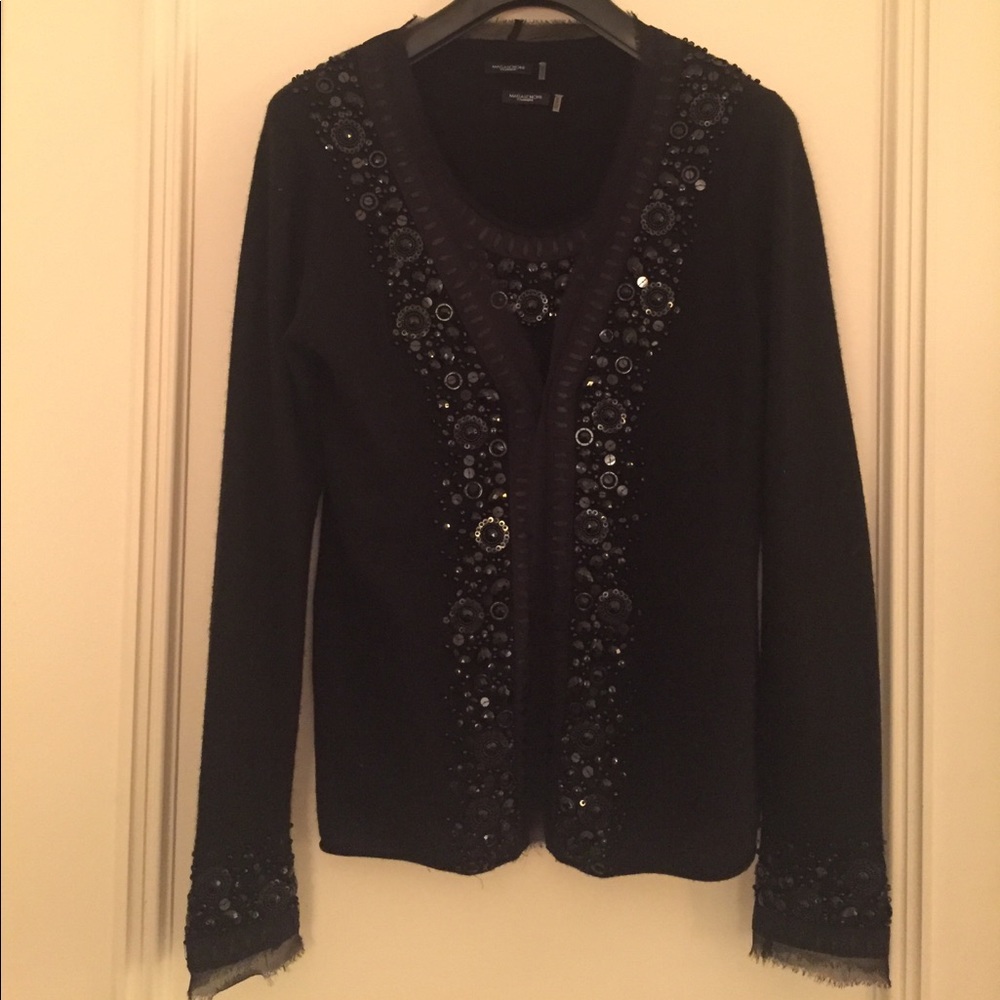 Magaschoni Black Cashmere Vest Cardigan Set