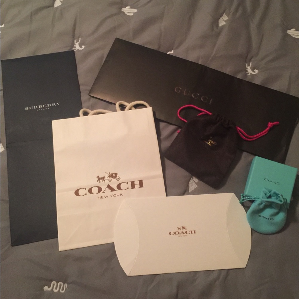 Designer shopping bags.