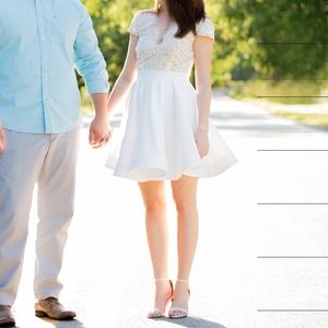 White Lace flare skirt dress