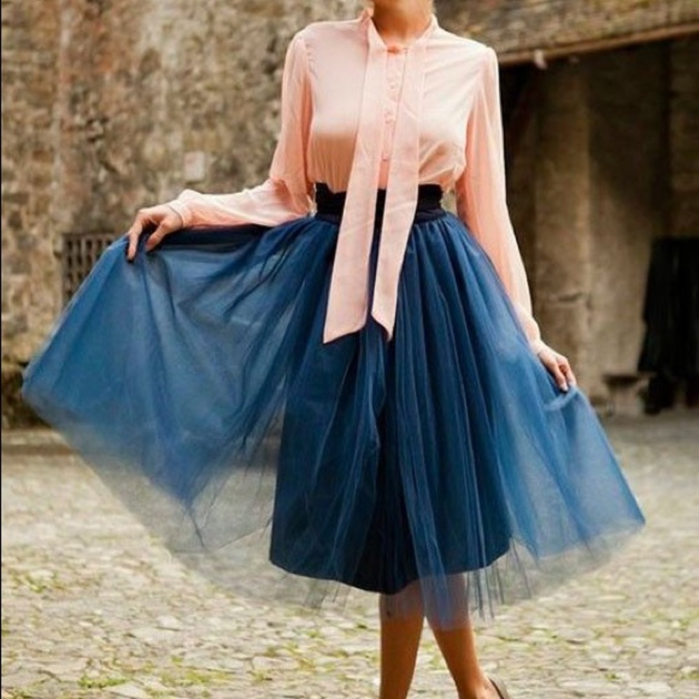 Adorable Shabby Apple Navy Blue Tulle Skirt