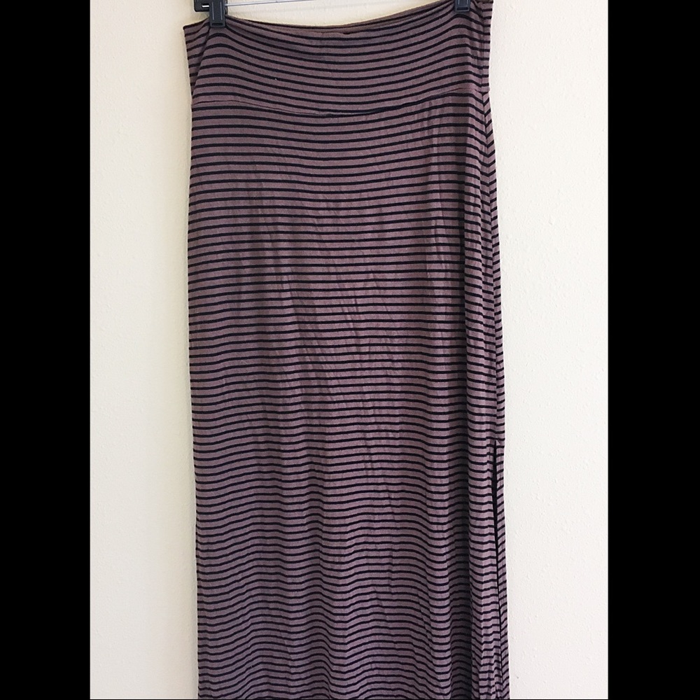 Brown and black striped maxi skirt