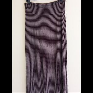 Brown and black striped maxi skirt