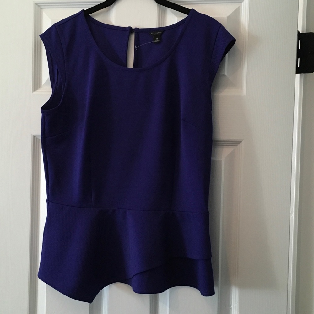 NWOT Ann Taylor Blue Peplum Top