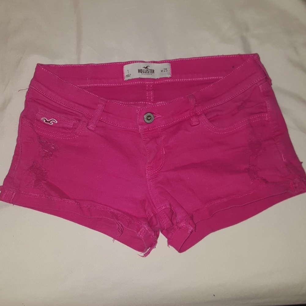 Hollister Destroyed Fuschia Pink Shorts