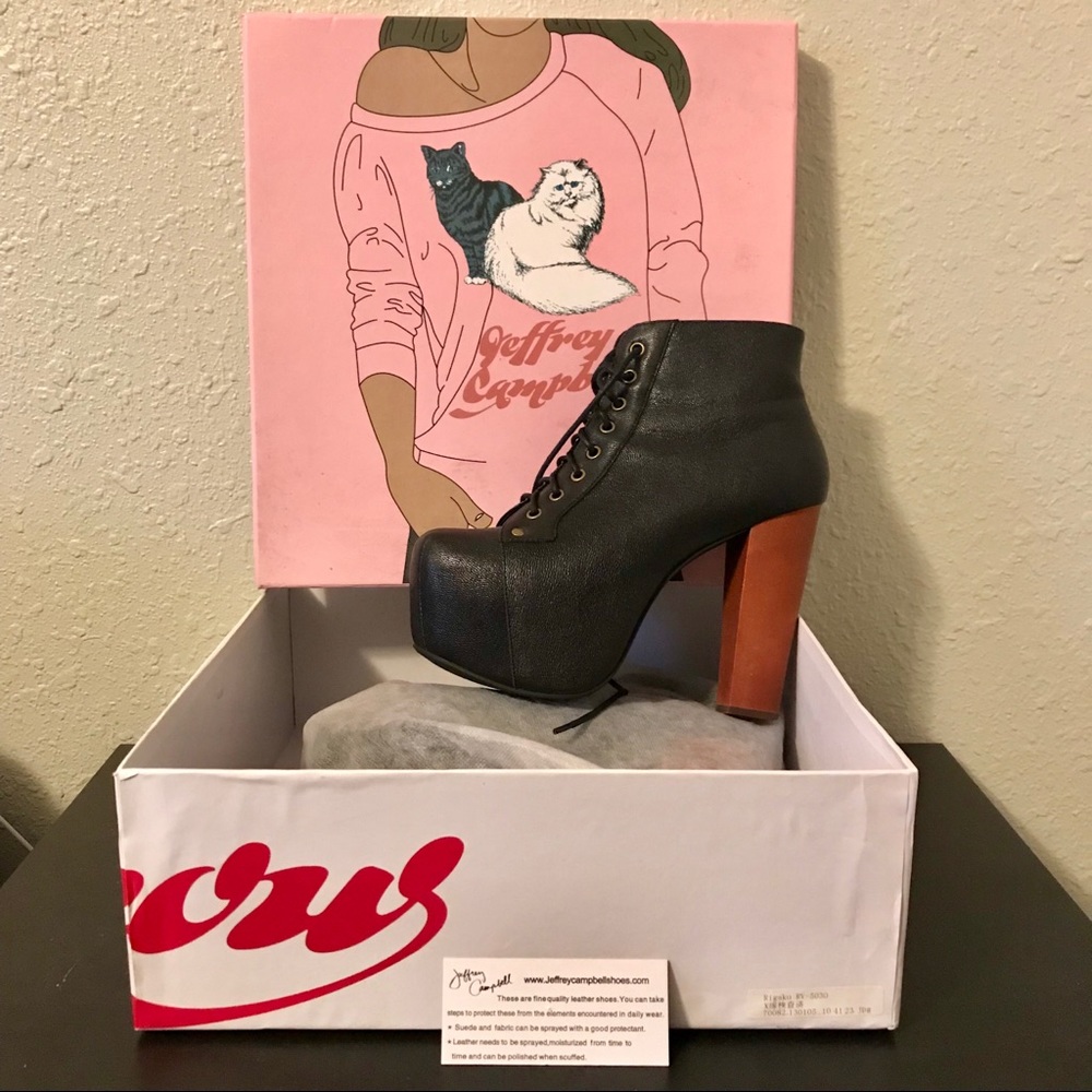 Authentic Jeffrey Campbell Lita Black Leather