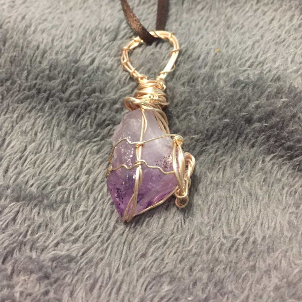 Amethyst wire wrapped necklace