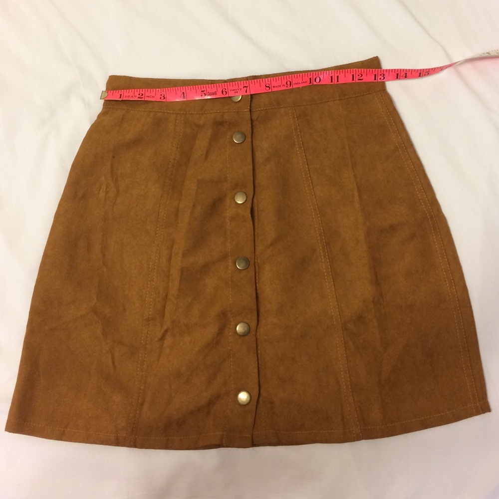 Suede Tan/Brown Button Miniskirt