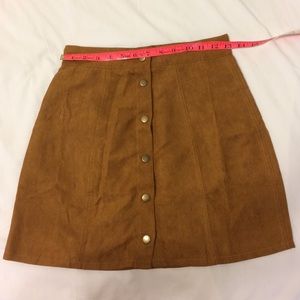 Suede Tan/Brown Button Miniskirt