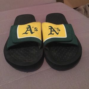 Oakland A's flip flops