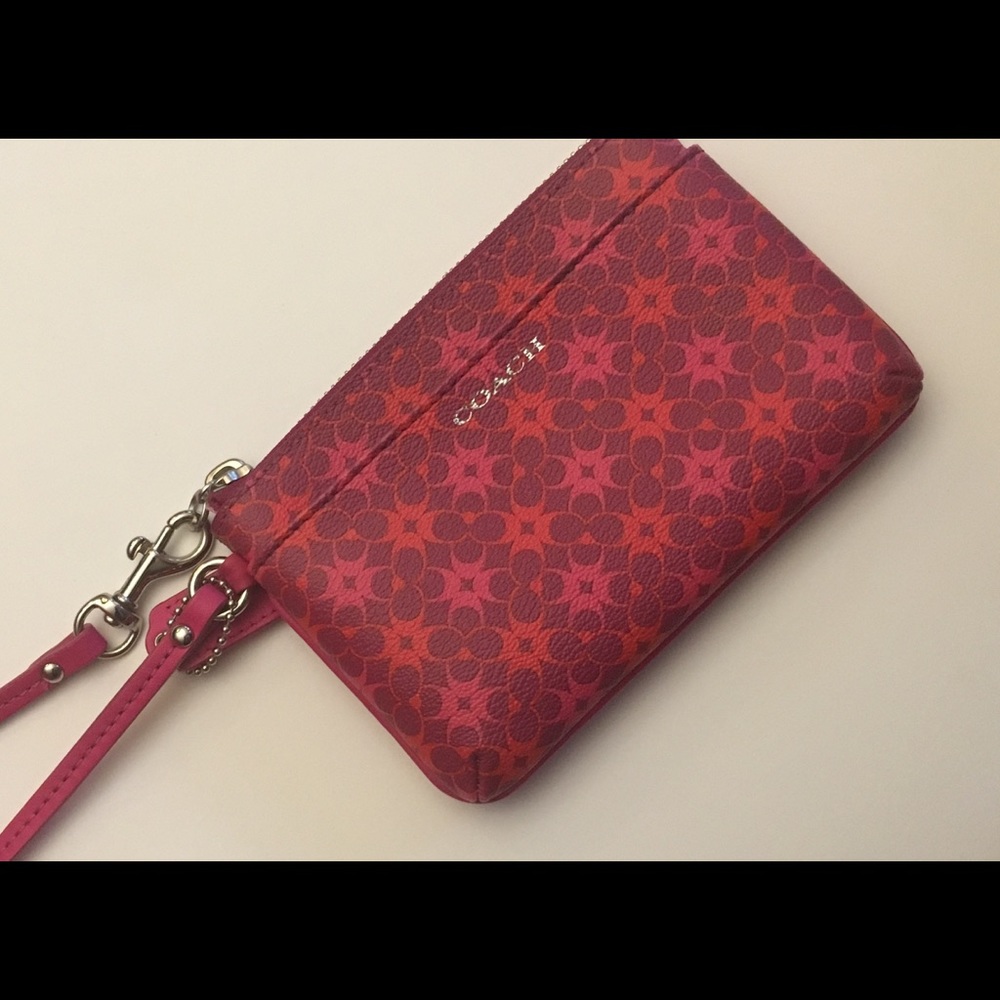 Hot Pink and Red Coach Wristlet