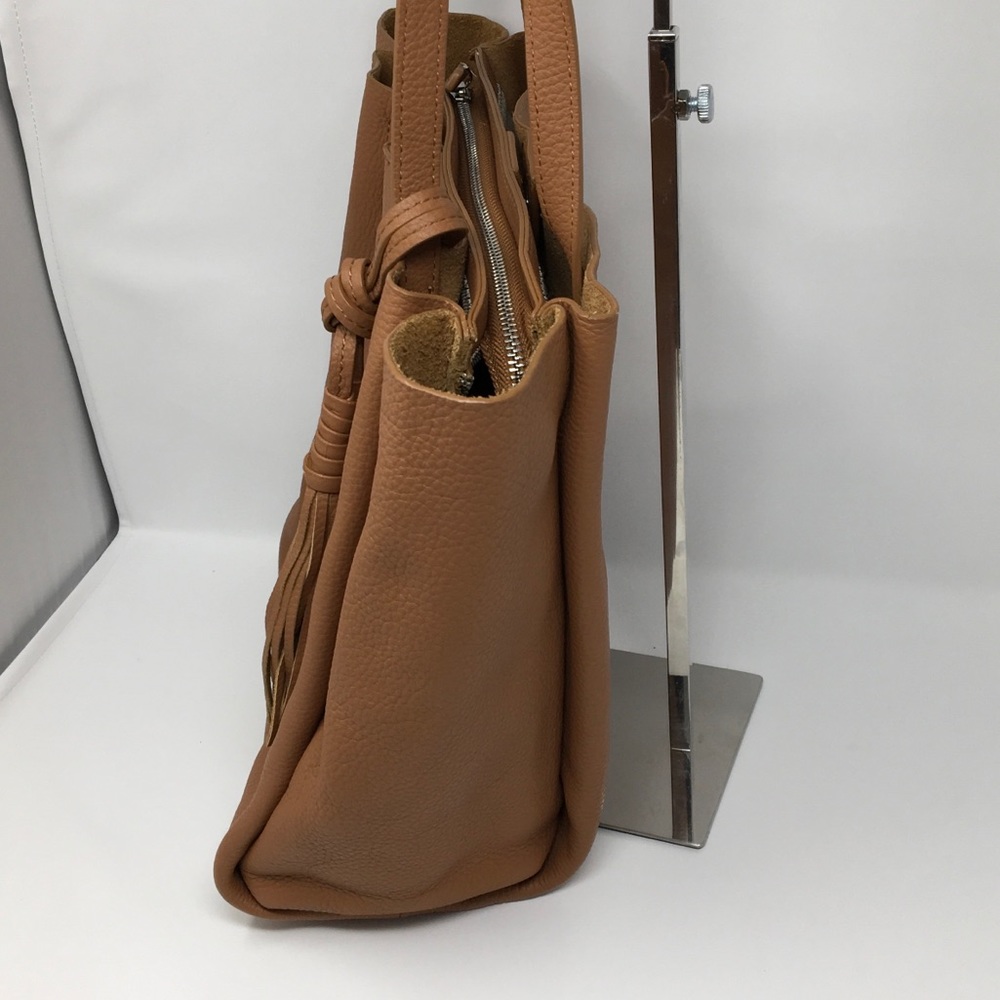 Vince Camuto Brown Pebbled Leather Tassel Bag - Picture 2 of 8