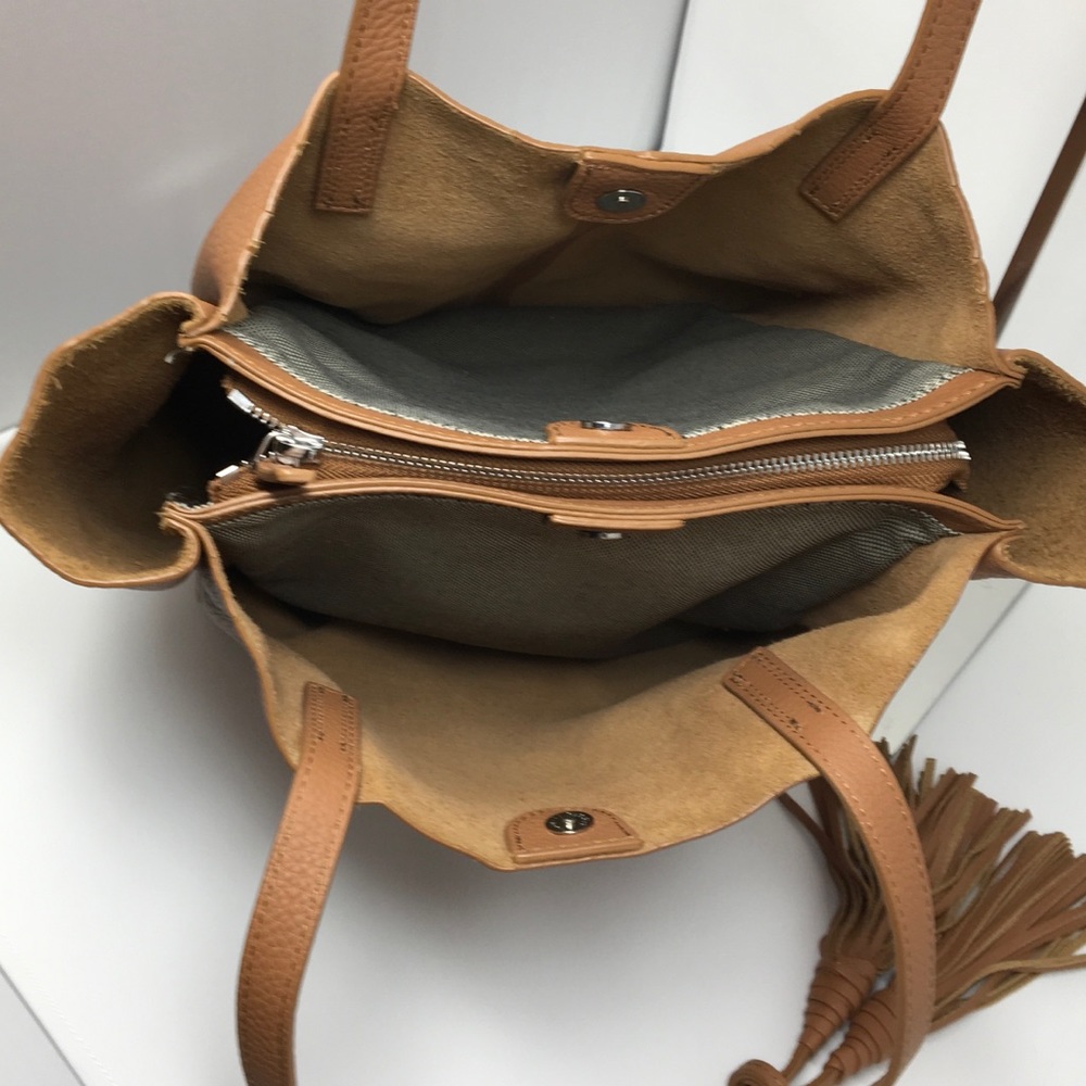 Vince Camuto Brown Pebbled Leather Tassel Bag - Picture 5 of 8