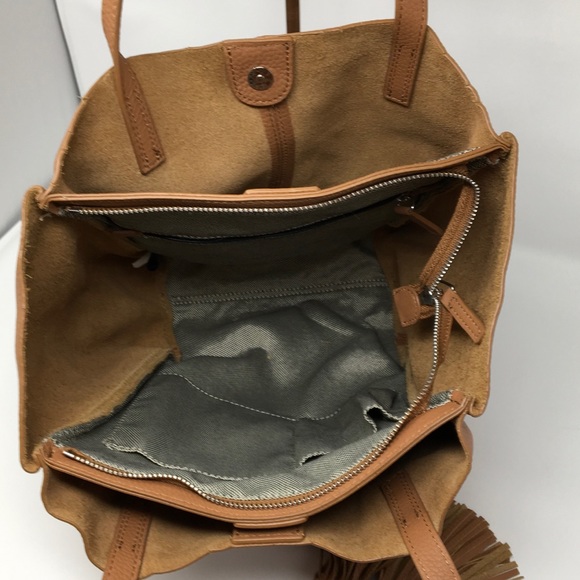 Vince Camuto Brown Pebbled Leather Tassel Bag - Picture 6 of 8