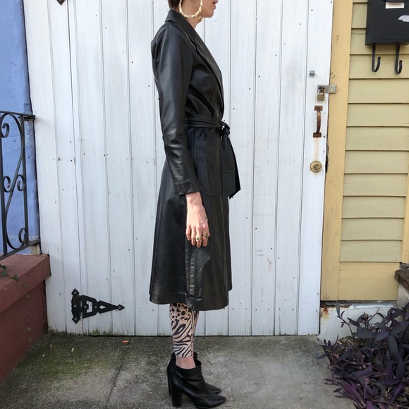 Vintage Leather trench coat - Picture 3 of 8