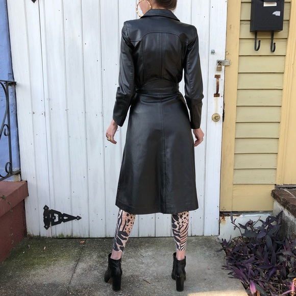 Vintage Leather trench coat - Picture 4 of 8