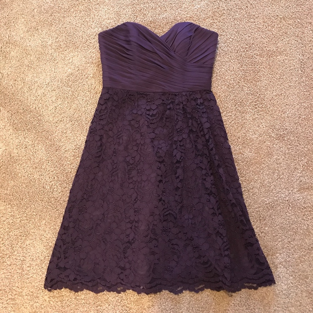 David’s bridal plum lace bridesmaid dress