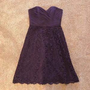 David’s bridal plum lace bridesmaid dress
