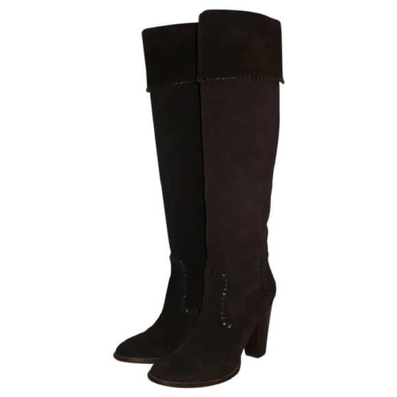 KORS by Michael Kors "NEPTUNE" Chocolate Brown Tmoro Suede Heeled Boots Size 7.5 - Picture 2 of 8
