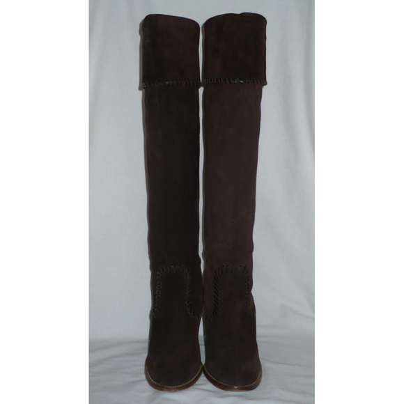 KORS by Michael Kors "NEPTUNE" Chocolate Brown Tmoro Suede Heeled Boots Size 7.5 - Picture 3 of 8