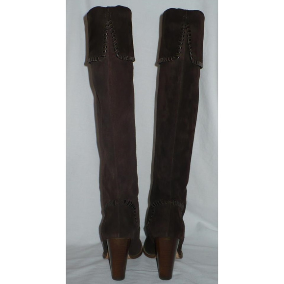 KORS by Michael Kors "NEPTUNE" Chocolate Brown Tmoro Suede Heeled Boots Size 7.5 - Picture 4 of 8