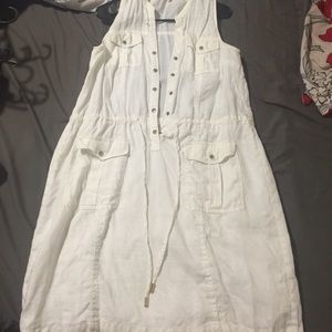 Michael KORS White Linen Dress w/ Gold Buttons