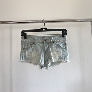 Light wash denim shorts