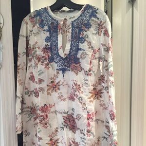 Zara Embroidered Paisley Tunic Dress