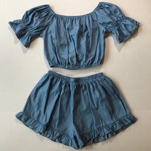 Local boutique two-piece off the shoulder set