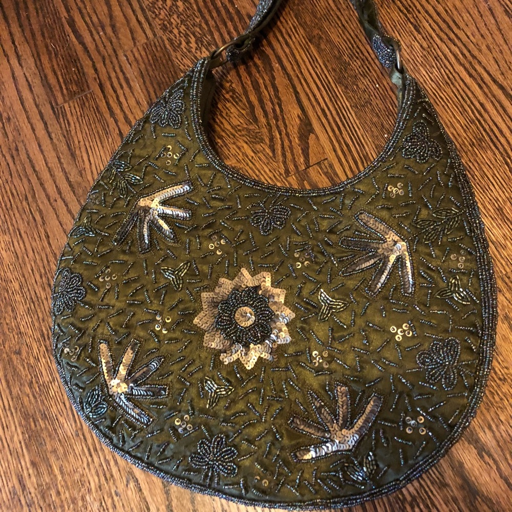Olive green, embellished purse.