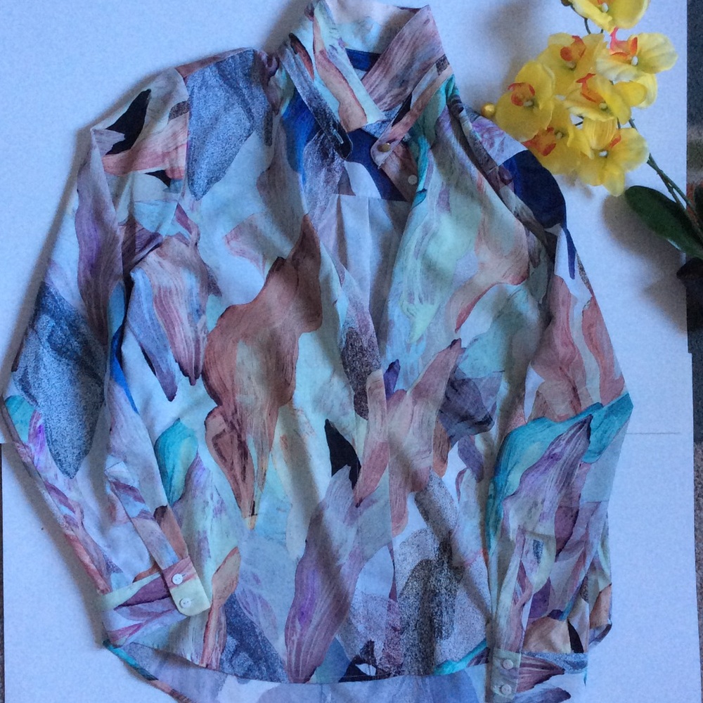 Colorful button down blouse