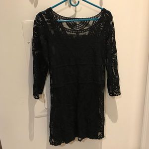 Express black lace 3/4 sleeve shift dress medium
