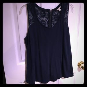 Navy Lace Tank Top