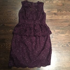 Shoshanna Peplum Lace Illusion Top Dress Size 6