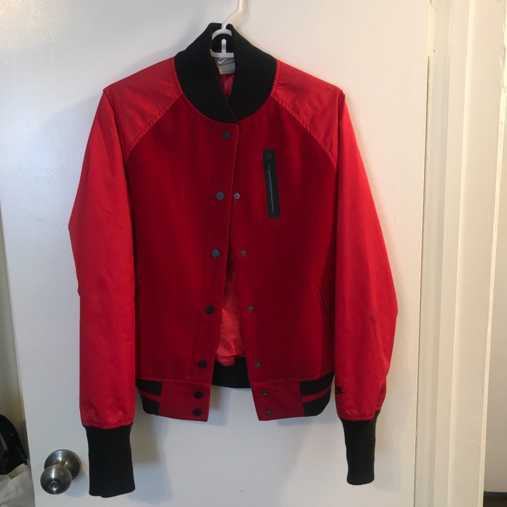 Red Nike Varsity Bomber