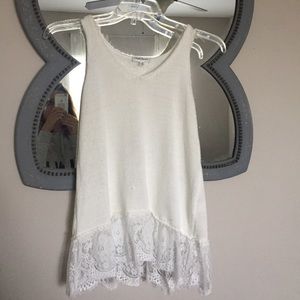 Tank Sweater with lace trim