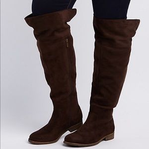 NWOT Suede Chocolate Over the Knee Boots