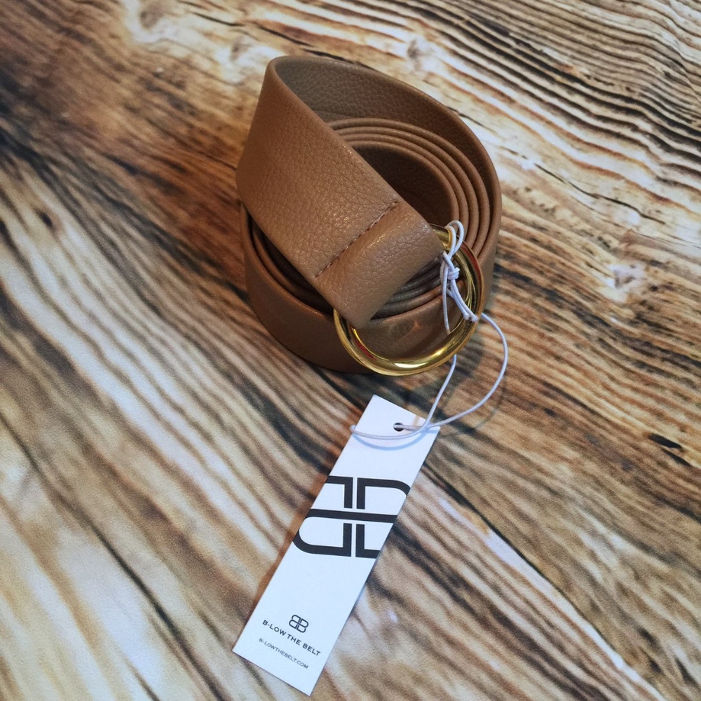 B-LOW THE BELT Mia Belt in Tan with Gold Buckle