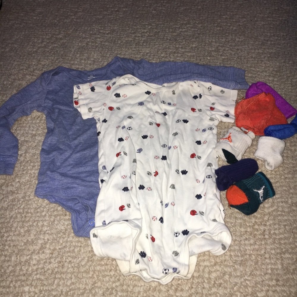 9 piece infant Set Socks, face towels, and onside