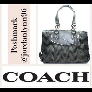 COACH Ashley Charcoal Satin Carryall