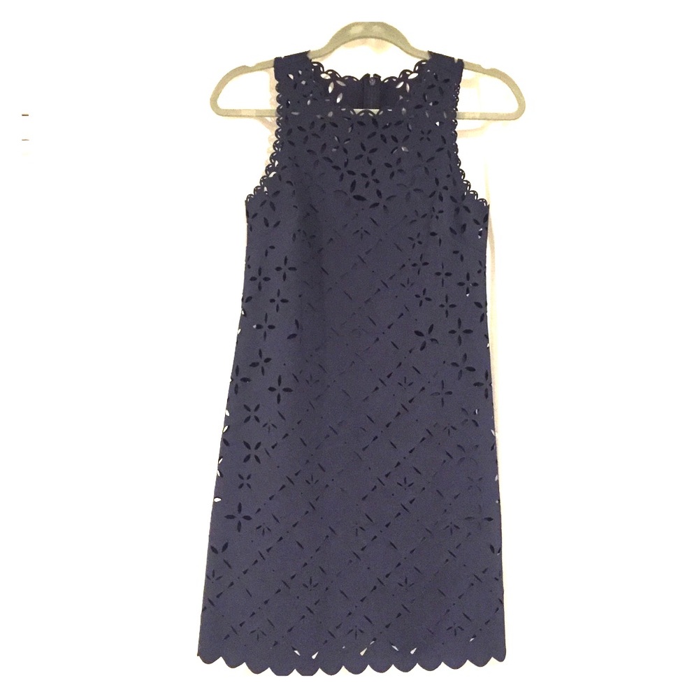 Laser cut floral shift dress