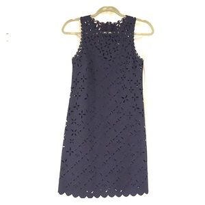 Laser cut floral shift dress